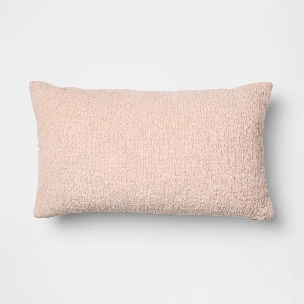 Lumbar Textured Velvet Pillow - Peach, Threshold™ Designed with Studio McGee